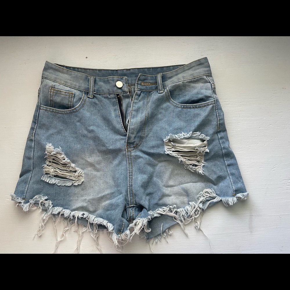 High waisted denim shorts